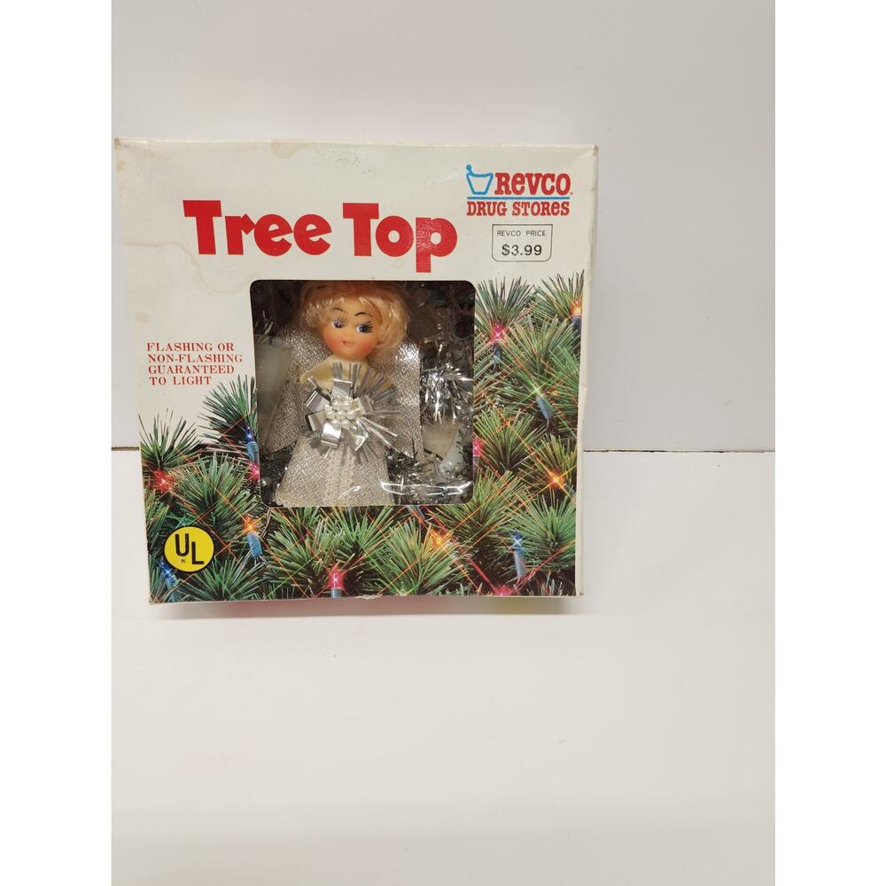 Vtg Angel twinkling Star Tree Topper Works in Box